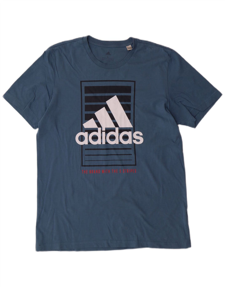 ADIDAS Mens Graphic T-Shirt Top Large Blue Cotton
