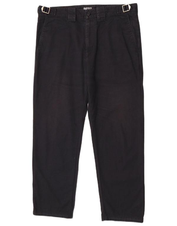 Diesel Mens Straight Chino Trousers IT 52 XL W34 L27 Black Cotton