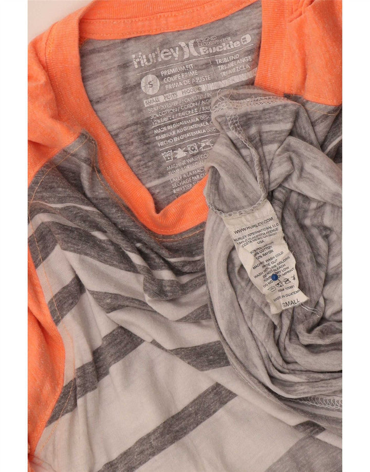 Hurley Γυναικεία Premium Fit Top 3/4 μανίκια UK 10 μικρού γκρι ριγέ πολυεστέρα