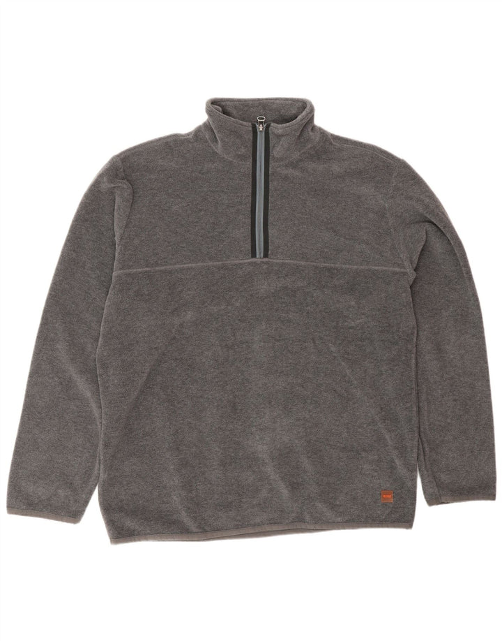 Hugo Boss Ανδρικό φερμουάρ Fleece Jumper Μεγάλος Γκρι Πολυεστέρας