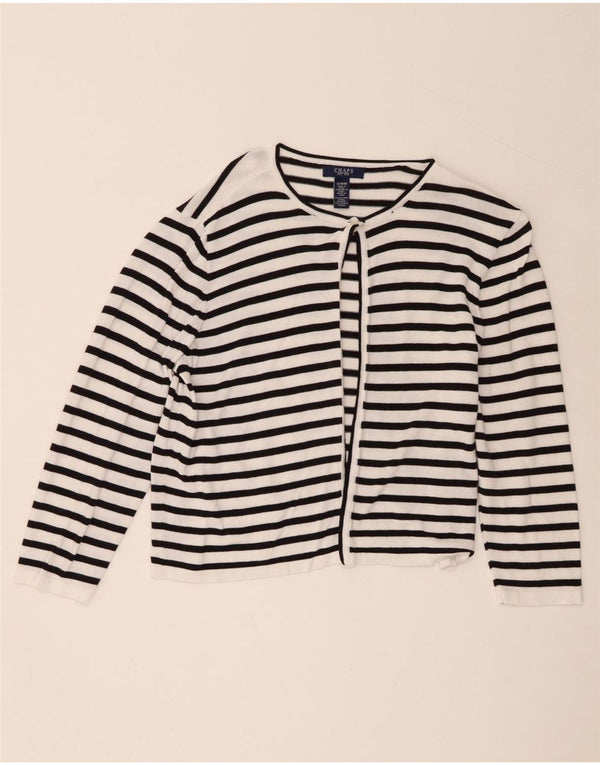 Chaps Γυναικείο Crop Cardigan πουλόβερ UK 18 XL Μαύρο ριγέ βαμβακερό