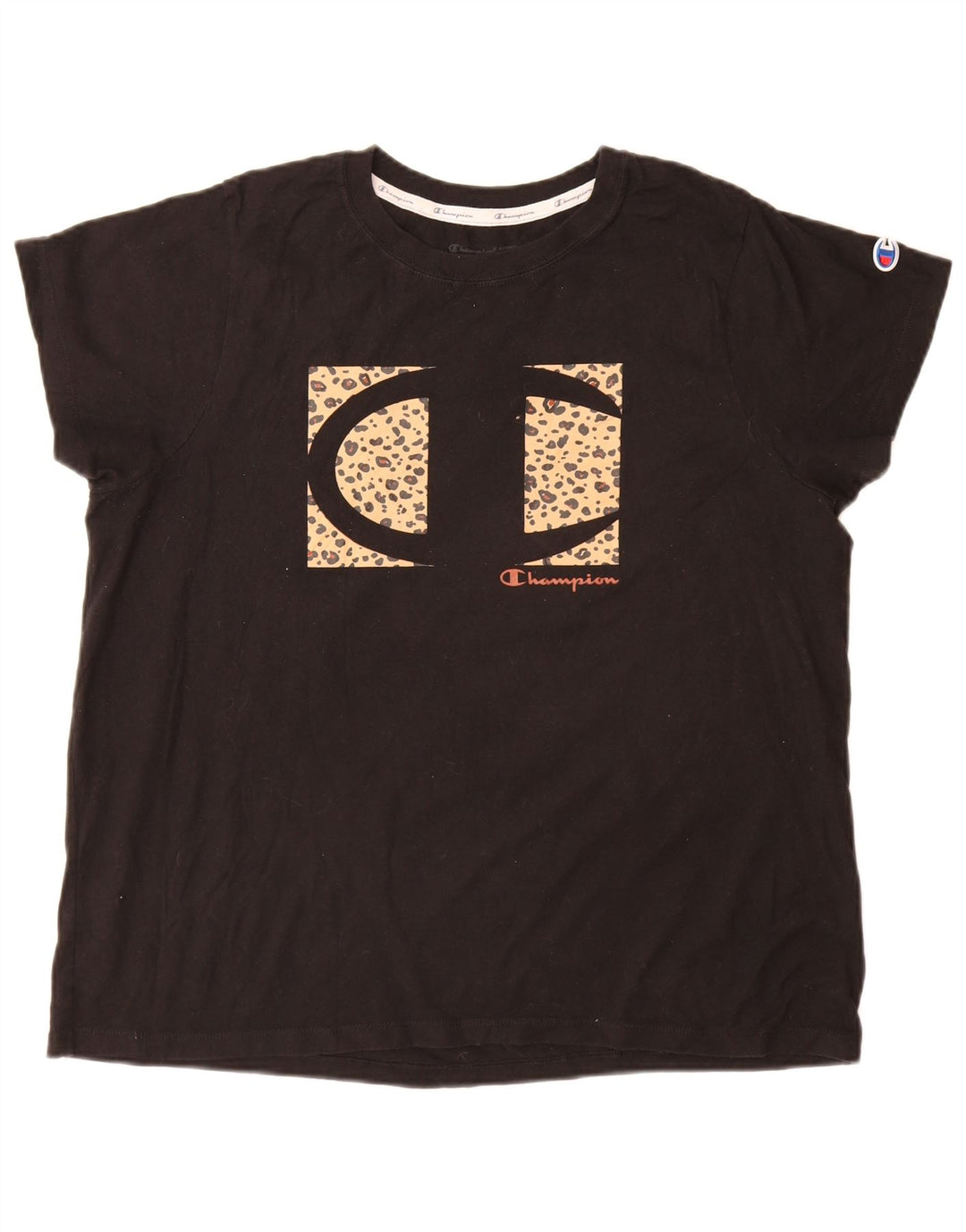 Champion Γυναικείο T-Shirt Top UK 18 XL Μαύρο βαμβακερό