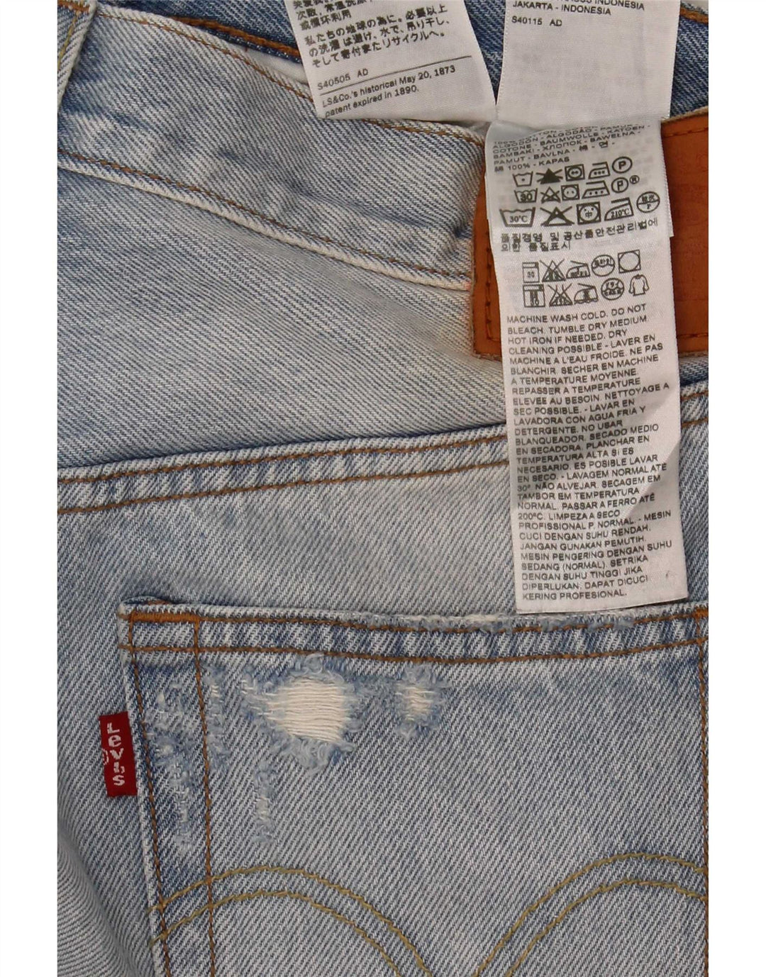 Levi's Mens Distressed Slim Jeans W29 L32 Μπλε βαμβακερό
