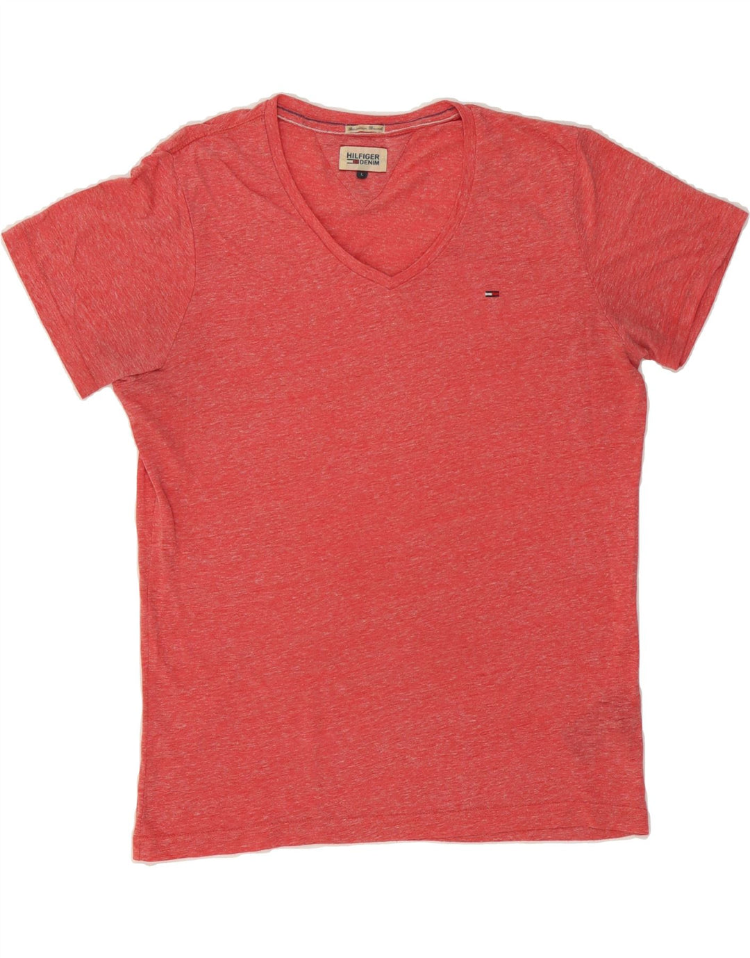 TOMMY HILFIGER Mens T-Shirt Top Large Red Vintage Tommy Hilfiger and Second-Hand Tommy Hilfiger from Messina Hembry 