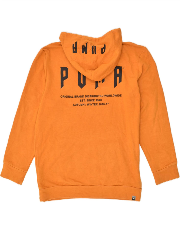 PUMA Mens Graphic Hoodie Jumper Small Orange Cotton | Vintage Puma | Thrift | Second-Hand Puma | Used Clothing | Messina Hembry 