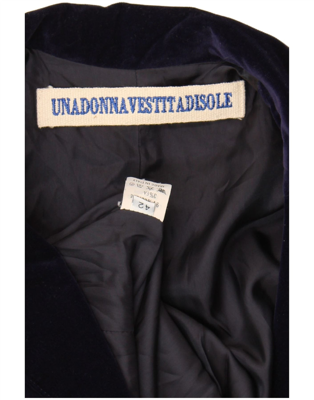 Vintage γυναικείο βελούδινο τζάκετ σακάκι IT 42 μεσαίου μπλε βαμβακερό