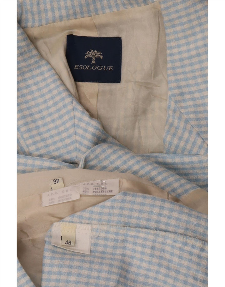 Vintage γυναικείο σετ 3 κουμπιών 2 τεμαχίων IT 46 Μεγάλη μπλε βισκόζη Gingham