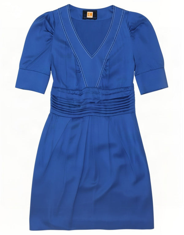 Hugo Boss Γυναικείο φόρεμα με μανίκια 3/4 UK 8 Small Blue Silk