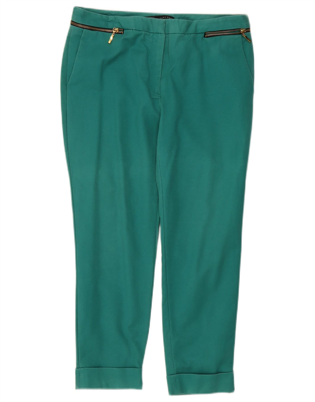 Zara Γυναικείο Slim Cropped Παντελόνι EU 40 Medium W30 L25 Green