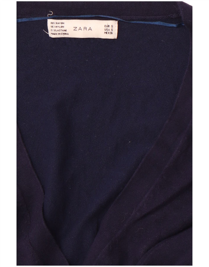 Γυναικεία ζακέτα ZARA UK 10 Small Navy Blue Rayon