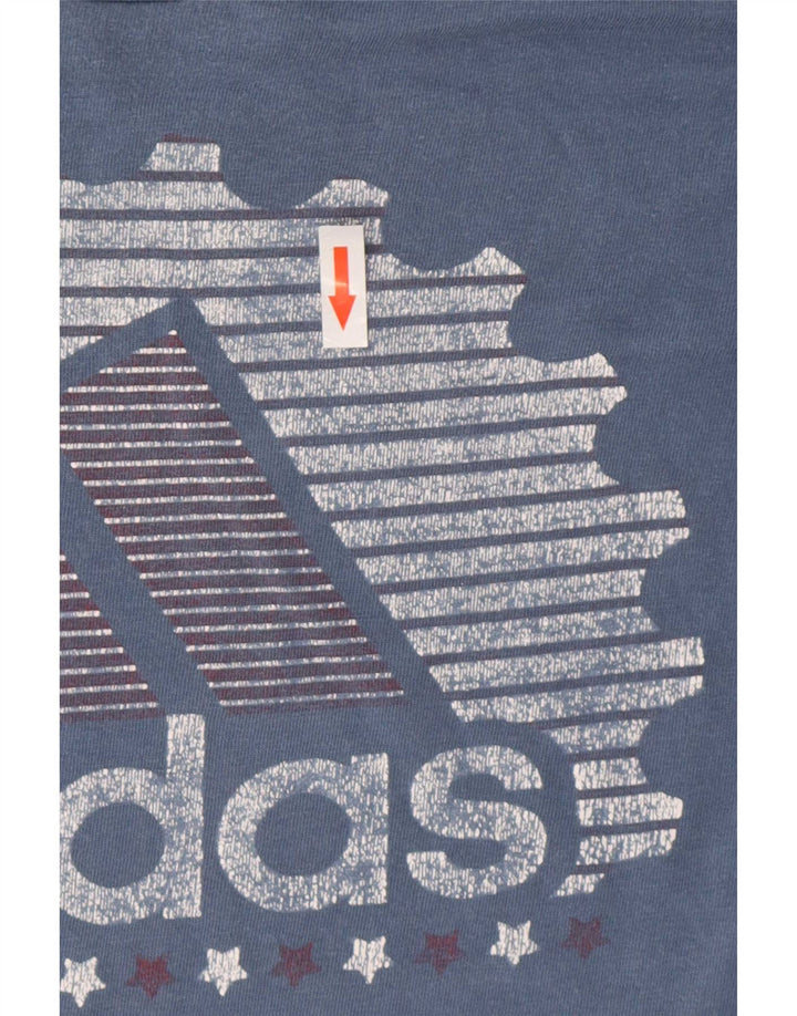 Ανδρικό γραφικό T-Shirt Adidas Top από μεσαίο μπλε βαμβακερό