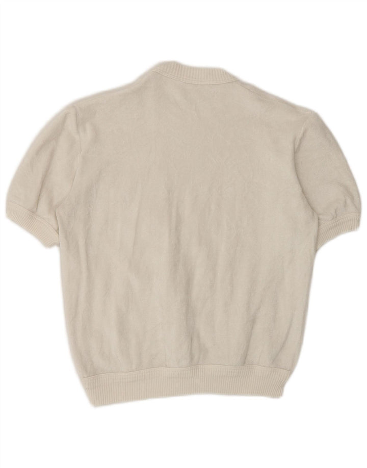 Vintage γυναικεία βελούδινη μπλούζα τοπ UK 14 Medium White