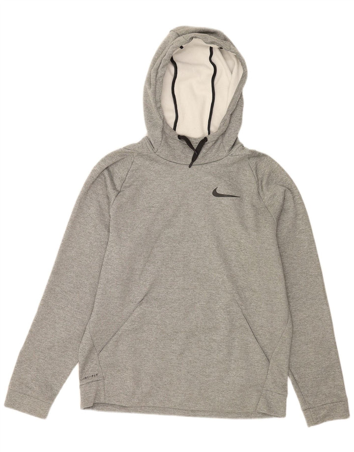 NIKE Ανδρικά κουκούλα Dri Fit Jumper από μεσαίο γκρι πολυεστέρας