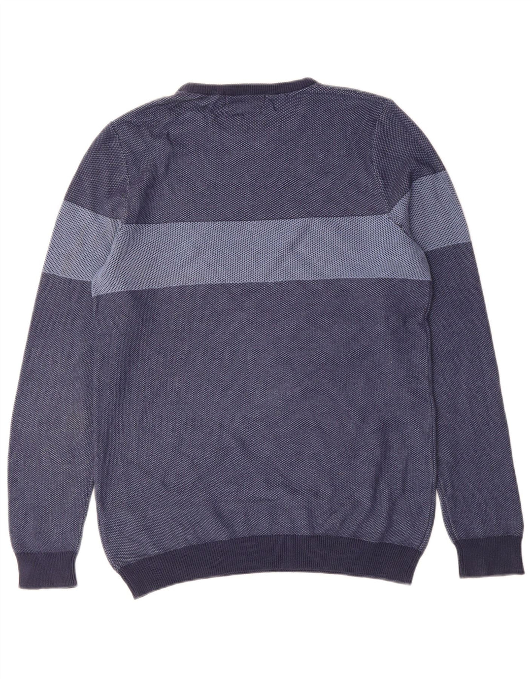 MARKS & SPENCER Mens Crew Neck Jumper Sweater Small Navy Blue Striped