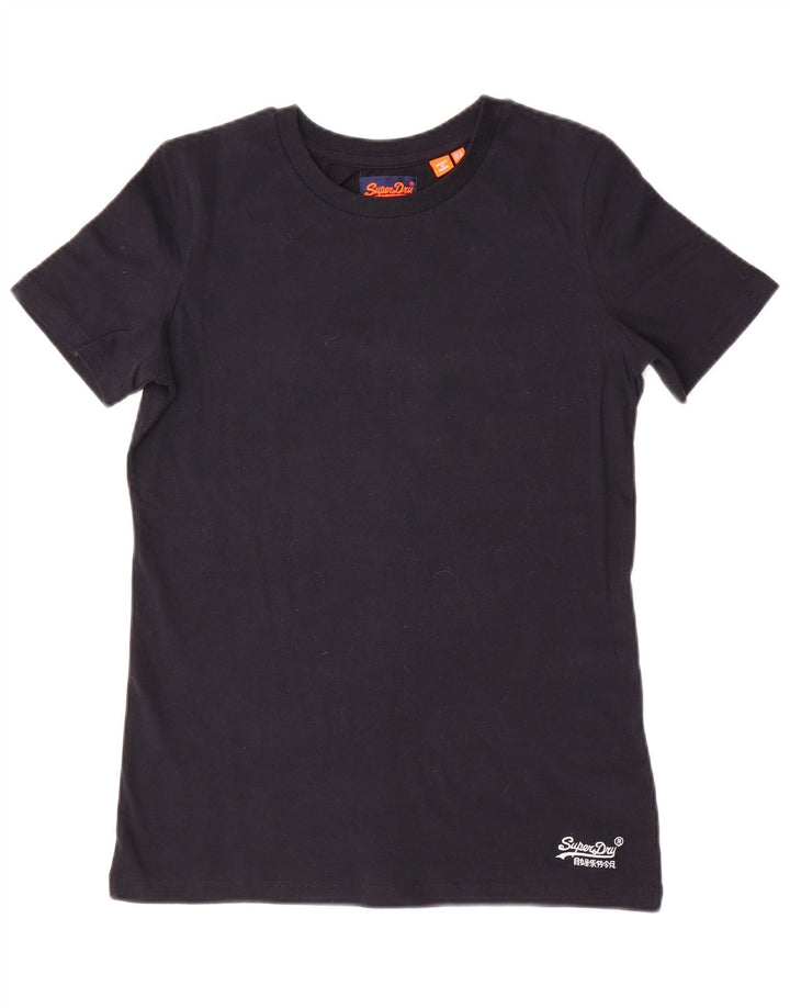 Γυναικείο T-Shirt SUPERDRY Top UK 8 Small μαύρο βαμβακερό