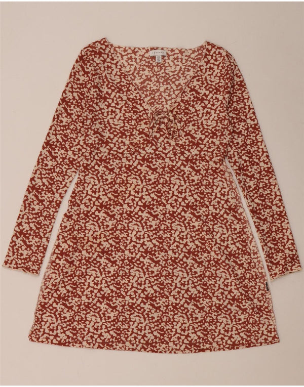Topshop Γυναικείο Abstract Pattern Φόρεμα A-Line UK 12 Medium Maroon