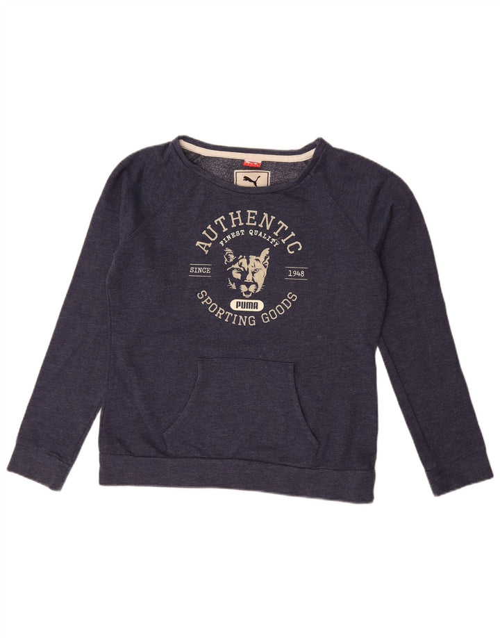 Γυναικεία γραφική φούτερ Puma Jumper UK 14 Large Navy Blue