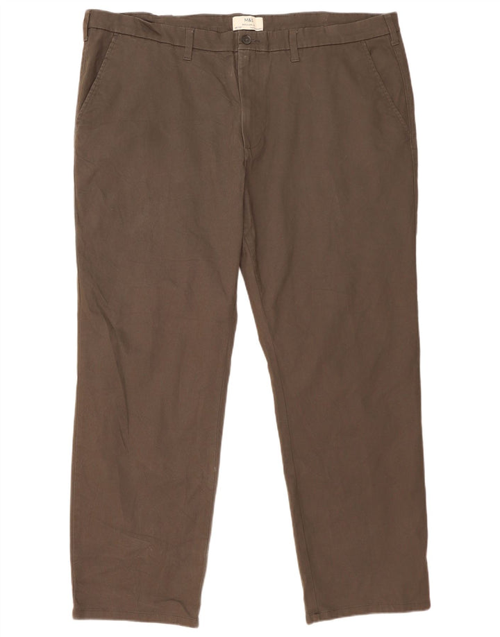 Marks & Spencer Ανδρικό παντελόνι Chino με κανονική εφαρμογή W46 L31 Γκρι βαμβακερό
