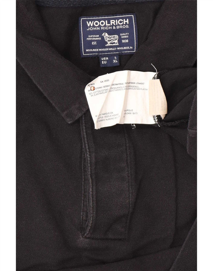Ανδρικό πουκάμισο πόλο Woolrich μεγάλο μαύρο βαμβακερό
