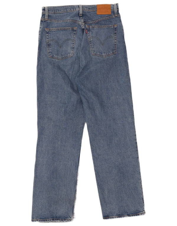 LEVI'S Womens Ribcage Distressed Straight Jeans W30 L29 Μπλε βαμβακερό