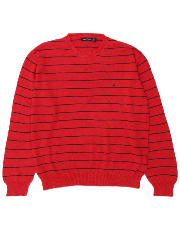 Ανδρικό πουλόβερ Nautica Crew Neck Jumper XL Κόκκινο βαμβακερό ριγέ