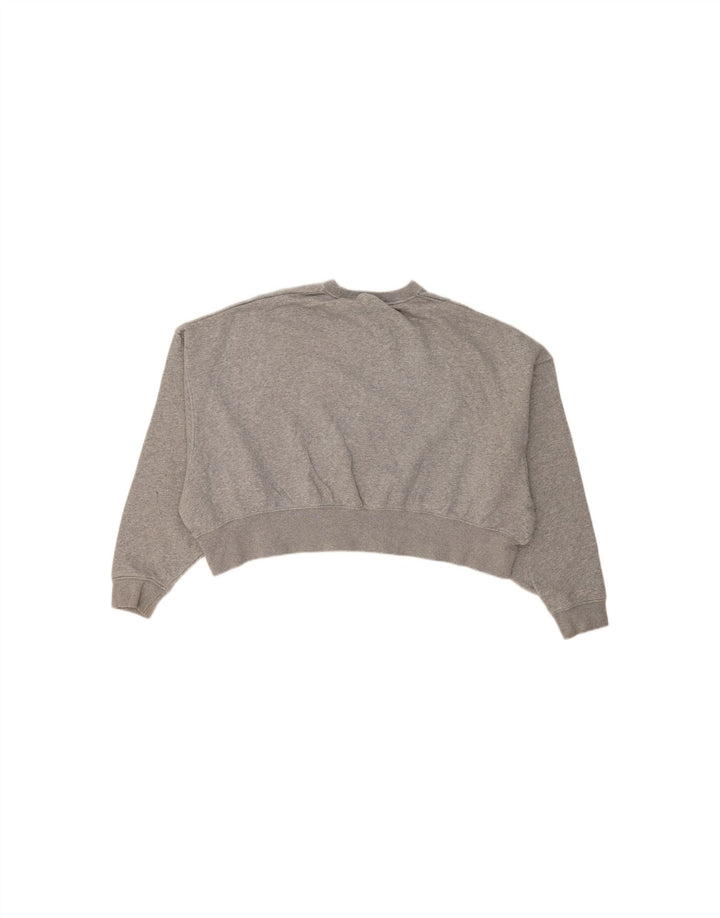 NIKE Womens Oversized Crop Sweatshirt Jumper UK 14 Medium Grey Cotton