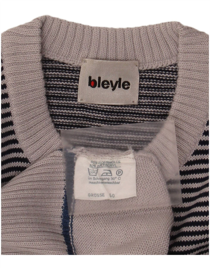 Ανδρικό πουλόβερ Bleyle Crew Neck Jumper EU 50 Μεσαίο γκρι ριγέ πολυακρυλικό