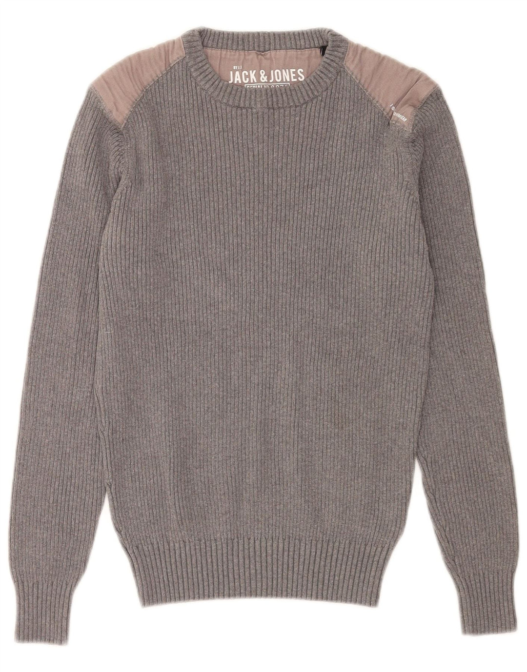 Jack & Jones Ανδρικό πουλόβερ με λαιμόκοψη μεσαίου γκρι βαμβακερό