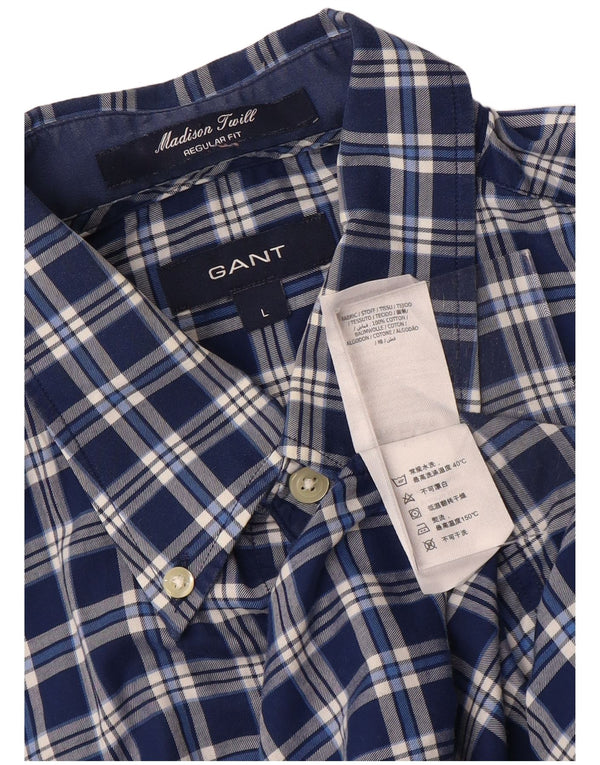 Ανδρικό πουκάμισο Gant Madison Regular Fit Large Navy Blue Check Cotton
