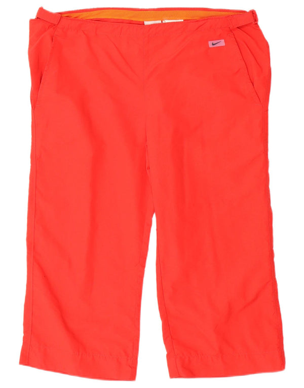 NIKE Womens Straight Capri Trousers UK 8/10 Small W34 L19 Red Nylon