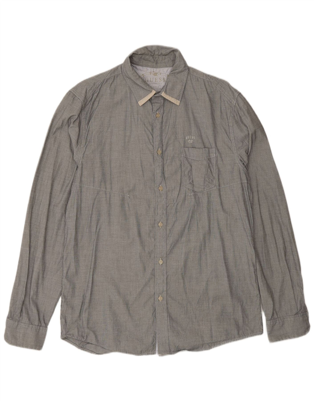 Ανδρικό πουκάμισο Guess Regular Fit UK 40 Large Grey Check Cotton