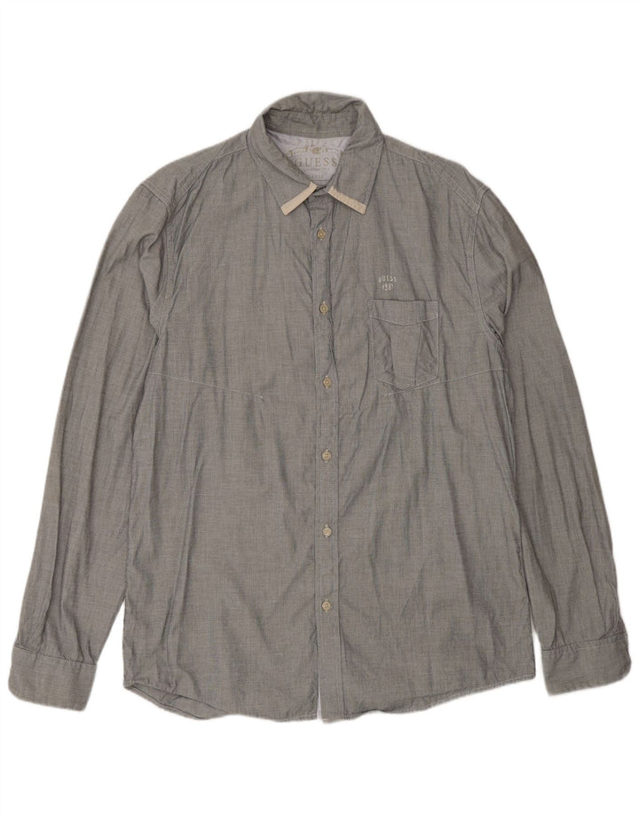 Ανδρικό πουκάμισο Guess Regular Fit UK 40 Large Grey Check Cotton