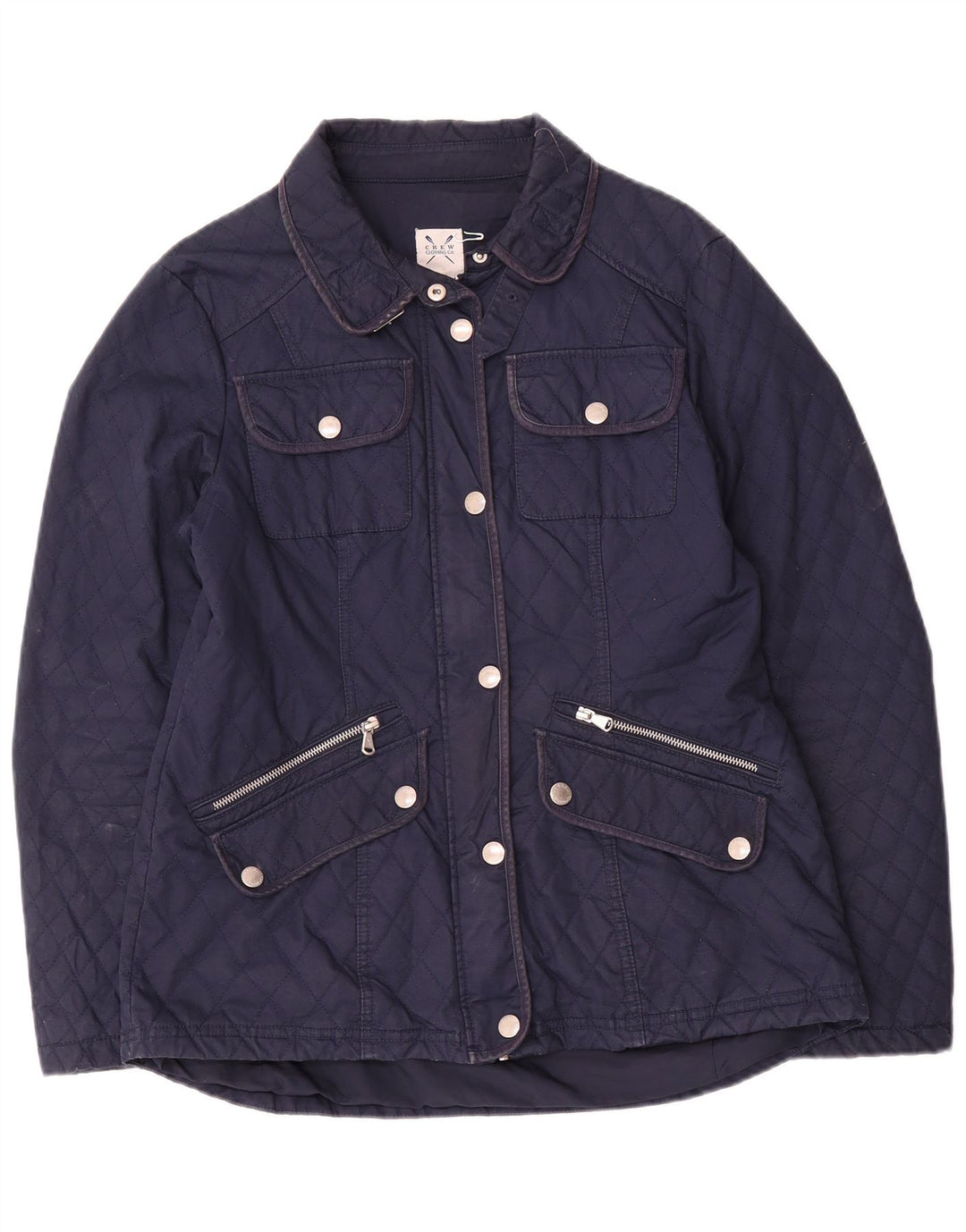 CREW CLOTHING Γυναικείο καπιτονέ μπουφάν UK 14 Medium Navy Blue Cotton