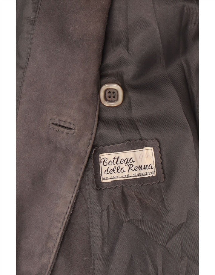 VINTAGE Γυναικείο Suede Blazer Jacket UK 14 Medium Grey