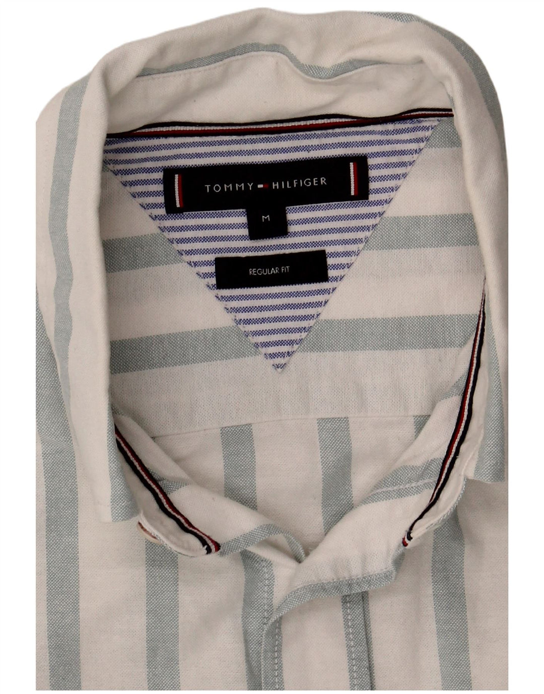 Ανδρικό πουκάμισο Tommy Hilfiger με κανονική εφαρμογή, μεσαίο λευκό βαμβακερό ριγέ