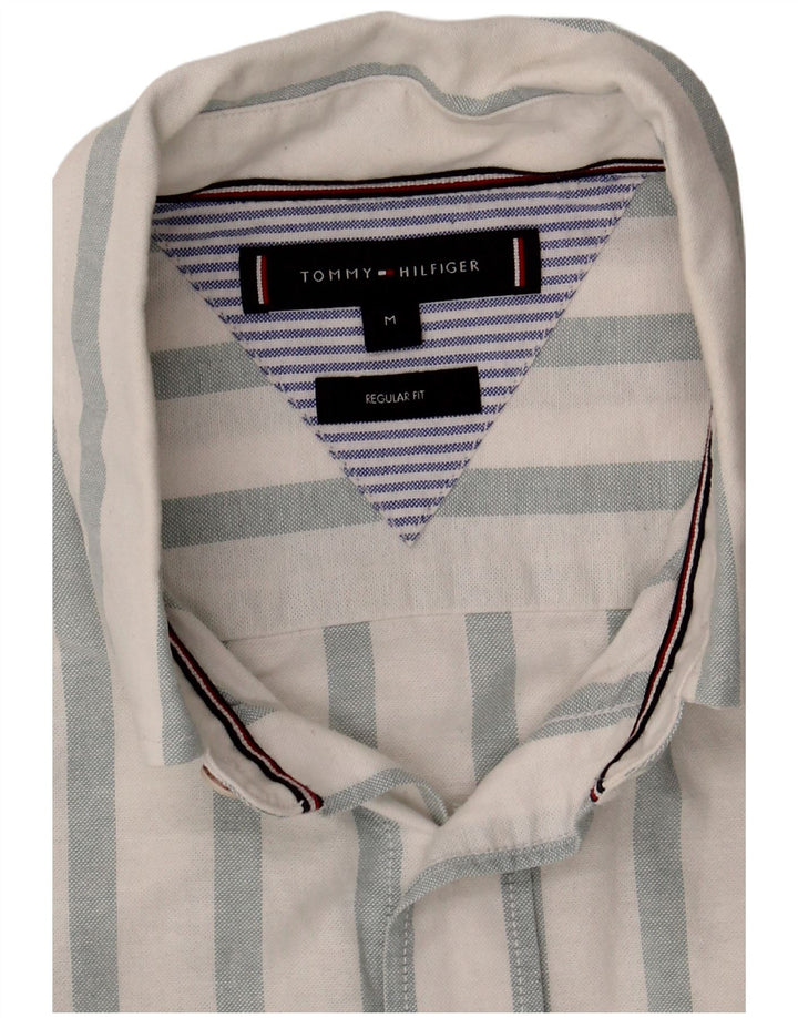 Ανδρικό πουκάμισο Tommy Hilfiger με κανονική εφαρμογή, μεσαίο λευκό βαμβακερό ριγέ