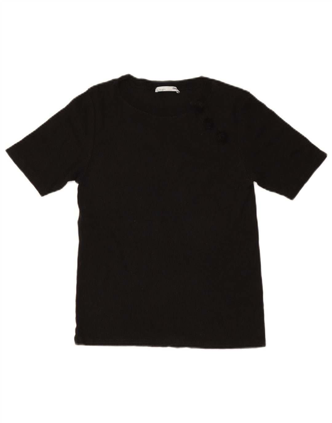 Zara Γυναικείο γραφικό T-Shirt Top UK 14 Large Black