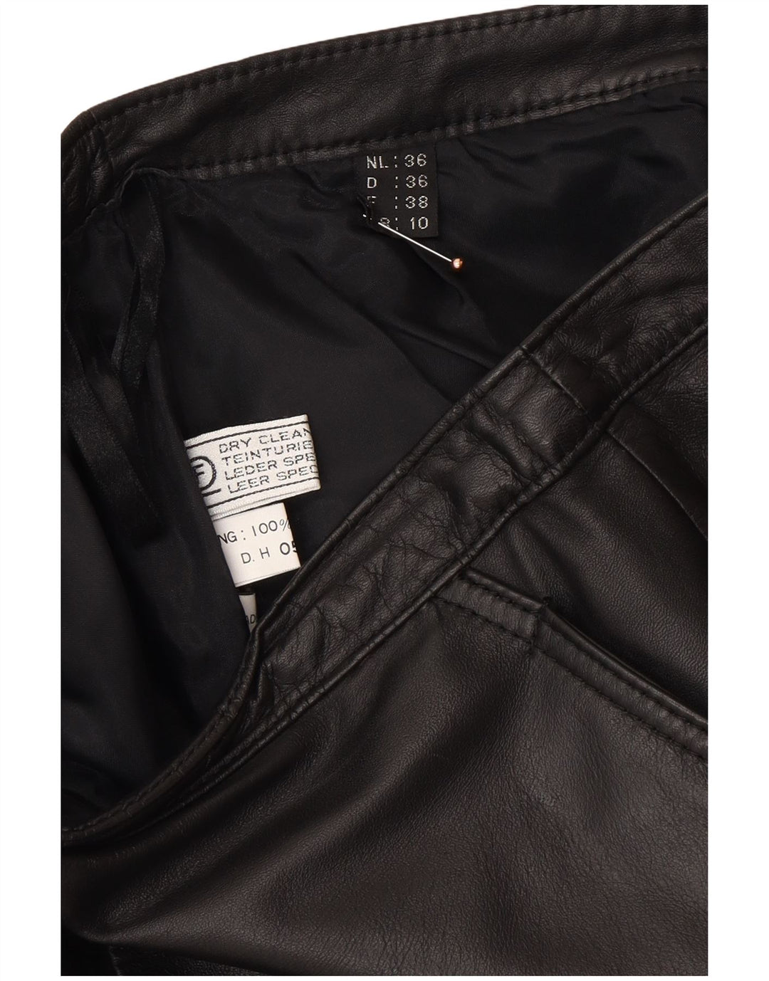 Γυναικεία Δερμάτινη Φούστα VINTAGE UK 10 Small W26 Μαύρη Δερμάτινη