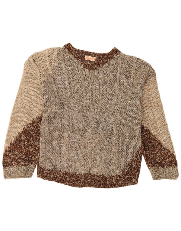 Γυναικείο πουλόβερ Giunco Crew Neck Jumper UK 10 Small Brown Colourblock Mohair