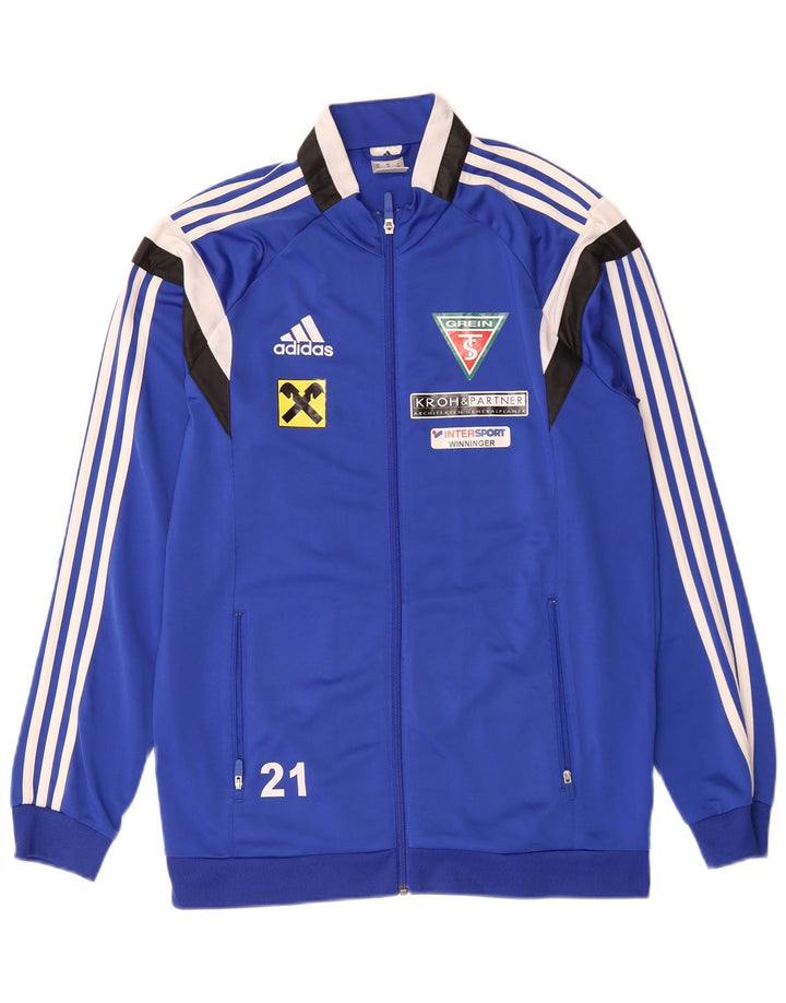Ανδρική φόρμα φόρμας Adidas με γραφικό φόρεμα, μπουφάν μεσαίου μπλε χρώματος πολυεστέρας