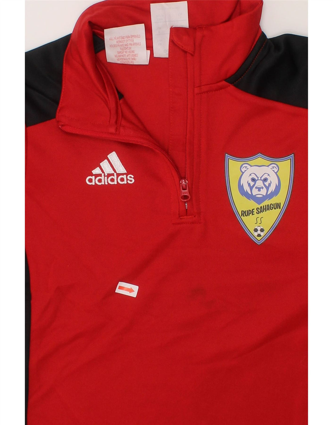 ADIDAS Boys Climalite Pullover Tracksuit Top 7-8 Years Red Colourblock Vintage Adidas and Second-Hand Adidas from Messina Hembry 