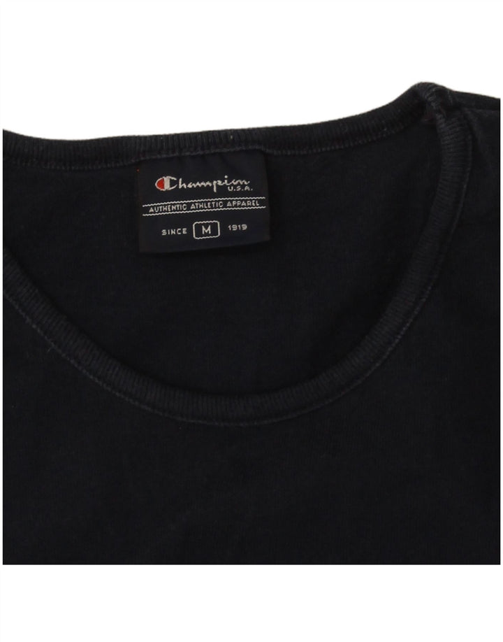 Champion Womens Graphic T-Shirt Top UK 12 Medium Navy Blue