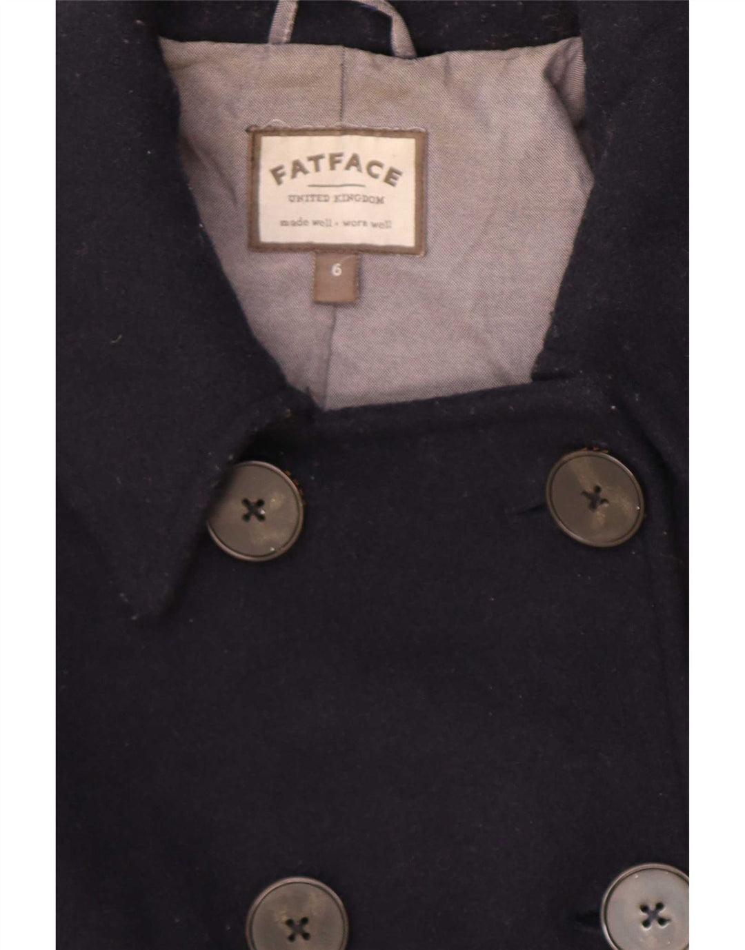 Fat Face Γυναικείο παλτό μπιζελιού UK 10 Small Navy Blue Wool