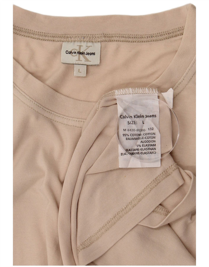 CALVIN KLEIN JEANS Ανδρικό T-Shirt Top μεγάλο μπεζ βαμβακερό