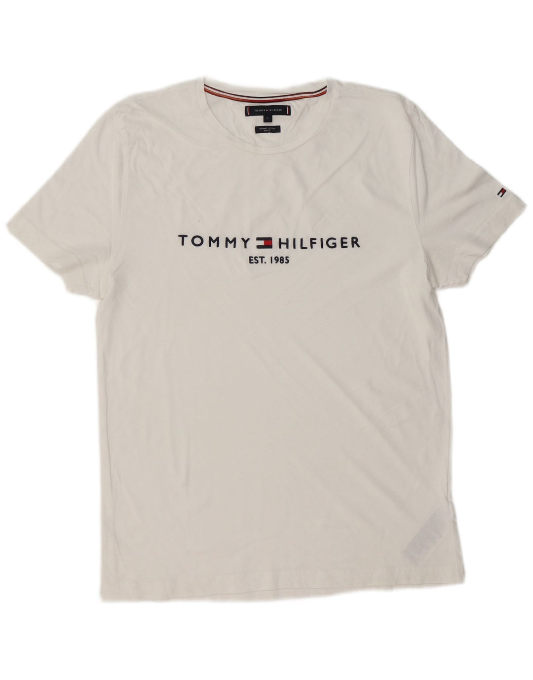 TOMMY HILFIGER Ανδρικό γραφικό μπλουζάκι με λεπτή εφαρμογή, τοπ μεγάλο λευκό βαμβακερό