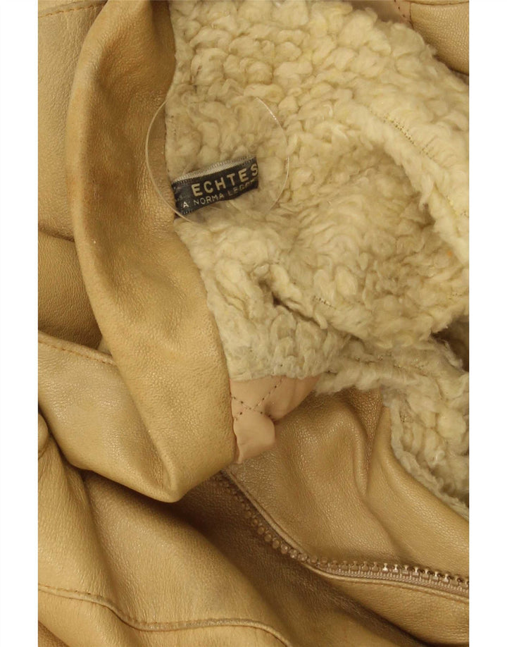 Vintage Ανδρικό Sherpa Δερμάτινο Μπουφάν IT 52 XL Beige Leather