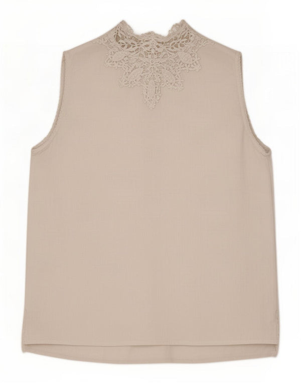 Zara Γυναικεία Αμάνικη Μπλούζα Τοπ UK 10 Small White Floral Λευκά