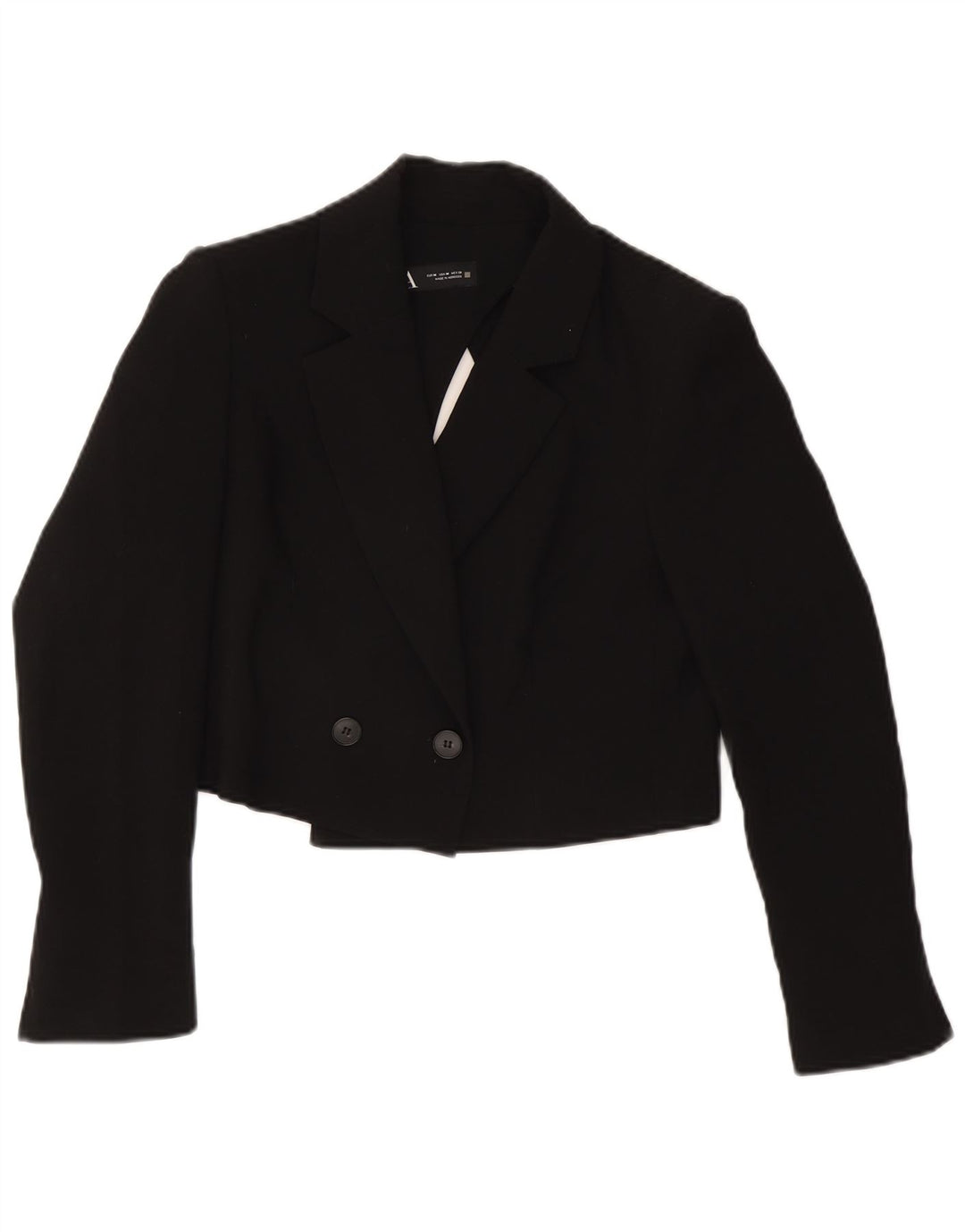 Zara Γυναικείο Μπουφάν Blazer με διπλό στήθος Crop UK 14 Medium Black Acetate