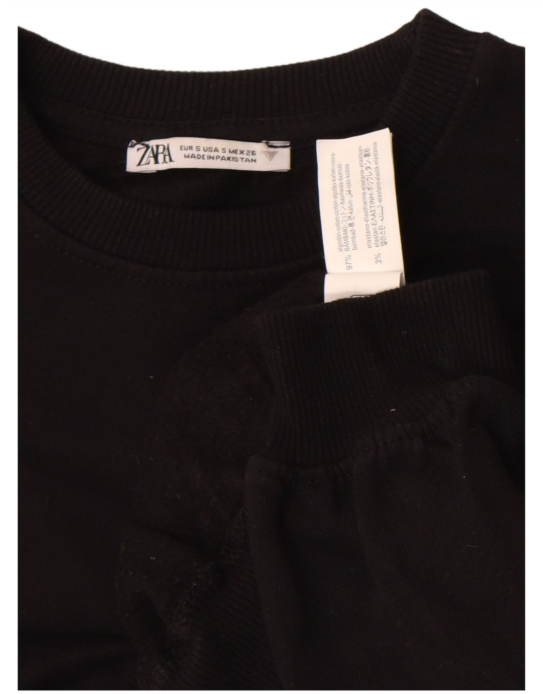 Zara Γυναικεία φούτερ Crop Oversized Jumper UK 10 Small Black Cotton