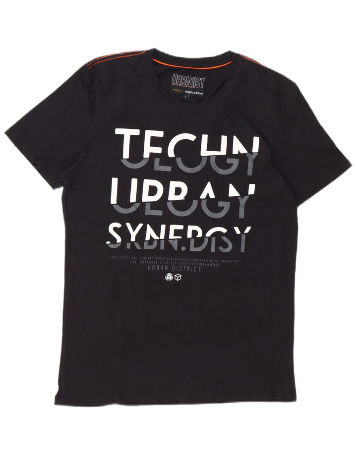 ANGELO LITRICO Ανδρικό γραφικό T-Shirt Top Μικρό μαύρο βαμβακερό